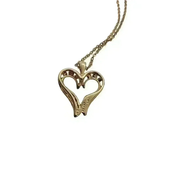 Ruby Large Heart Pendant Necklace 14K Gold EP & Chain cz accents - Picture 12 of 13